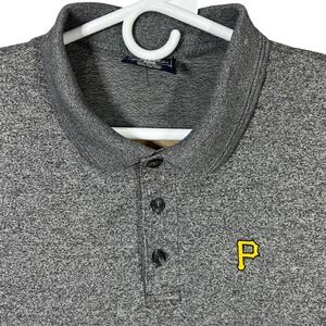 Vintage Lee Sport Mens 2XL Gray Pittsburgh Pirates Polo‎ Shirt Casual